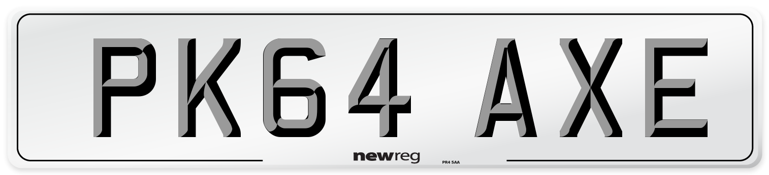 PK64 AXE Number Plate from New Reg